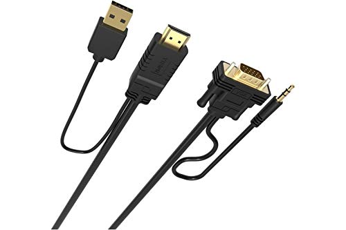 VISION Professional installation-grade HDMI to VGA-and-Minijack cable - LIFETIME WARRANTY - HDMI v1.3 max 1920 x 1080 - active chip -VGA to HDMI not supported - gold plated connectors - HDMI (M) to VGA (M) + mini jack (M) - outer diameter 6.0 mm - 28 AWG - 2 m - black