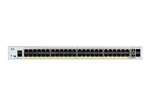 Cisco Catalyst 1000-48FP-4G-L - Switch - Managed - 48 x 10/100/1000 (PoE+) + 4 x Gigabit SFP (uplink) - rack-mountable - PoE+ (740 W)