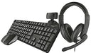 Trust Qoby 4 in 1 Home Office Set RF Wireless Keyboard and 1600 DPI Mouse Set and 720p Trino HD Webcam and Wired Reno Headset