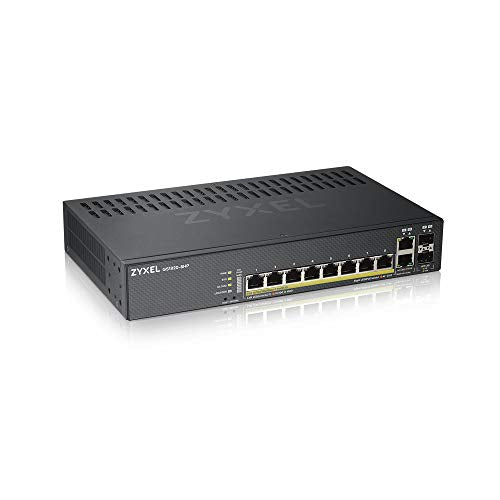 Best Value ZyXEL 8-Port Gigabit Ethernet Smart Managed PoE+ Switch with 130 Watt Budget and 2 Gigabit Combo Ports and Hybrid Cloud mode [GS1920-8HPv2]