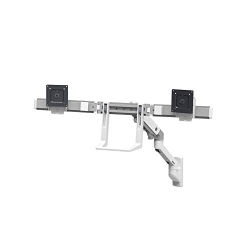 Ergotron HX Dual Monitor Wall Mount Arm - Mounting kit (handle, articulating arm, wall mount, 2 pivots, mounting hardware, hinge, extension part) for 2 monitors - white - screen size: up to 32" - wall-mountable