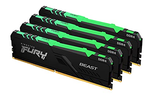 Kingston FURY Beast RGB - DDR4 - kit - 32 GB: 4 x 8 GB - DIMM 288-pin - 3600 MHz / PC4-28800 - CL17 - 1.35 V - unbuffered - non-ECC - black