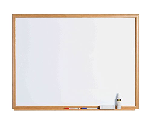 Best Value Bi-Office Earth Prime - Whiteboard, Enamel Surface with Oak Finish Frame Board, 90x60cm