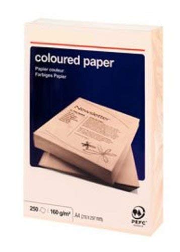 Best Value A4 250 Sheets Coloured Paper Card 160gsm - Salmon - Ream-Wrapped