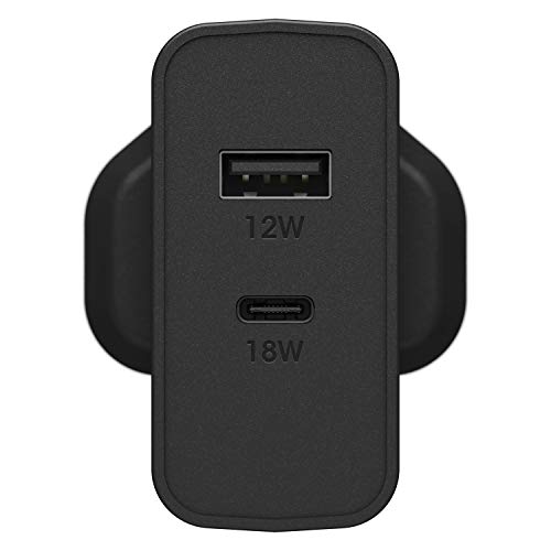 OtterBox Premium - Power adapter - 18 Watt - 3 A - PD 3.0 - 2 output connectors (USB, USB-C) - black shimmer