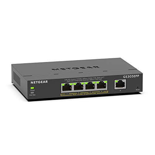 NETGEAR Plus GS305EPP - Switch - smart - 5 x 10/100/1000 (4 PoE+) - desktop, wall-mountable - PoE+ (120 W)