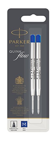 Best Value Parker Quinkflow Ball Pen Refill Medium Nib Blue, Pack of 2