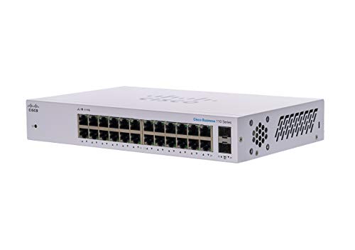 Cisco Business 110 Series 110-24T - Switch - unmanaged - 24 x 10/100/1000 + 2 x combo Gigabit SFP - desktop, rack-mountable, wall-mountable