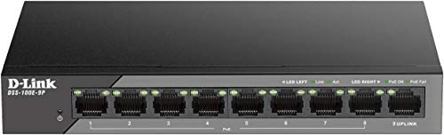 D-Link DSS 100E-9P - Switch - unmanaged - 8 x 10/100 (PoE) + 1 x 1000Base-T - desktop - PoE (92 W)