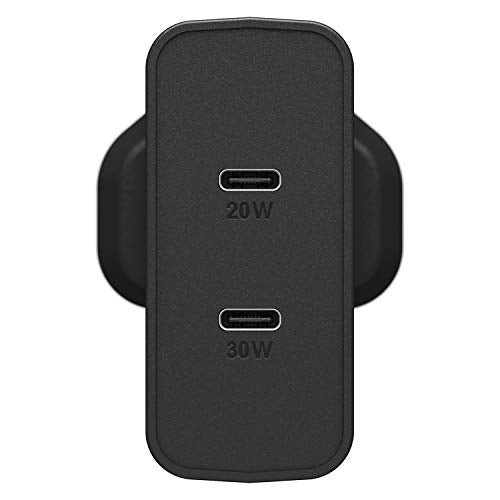 OtterBox Wall Charger - Power adapter - 50 Watt - 3 A - PD 3.0 - 2 output connectors (USB-C) - black shimmer