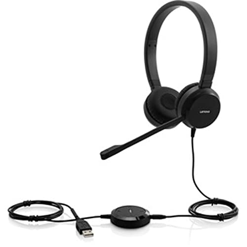 Lenovo Pro Wired Stereo VOIP Headset - Headset - on-ear - wired - black - for ThinkCentre M90, ThinkPad E14 Gen 3, L14 Gen 2, L15 Gen 2, P14s Gen 2, V50t Gen 2 13