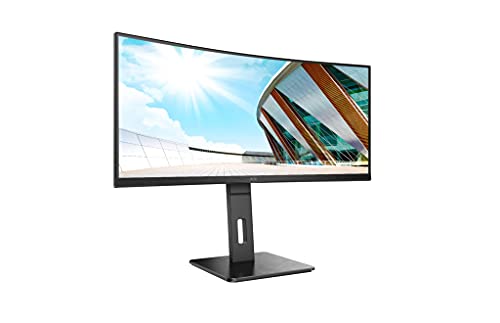 AOC CU34P2A - LED monitor - curved - 34" - 3440 x 1440 Ultra WQHD @ 100 Hz - VA - 300 cd/m - 3000:1 - 1 ms - 2xHDMI, DisplayPort - speakers - black