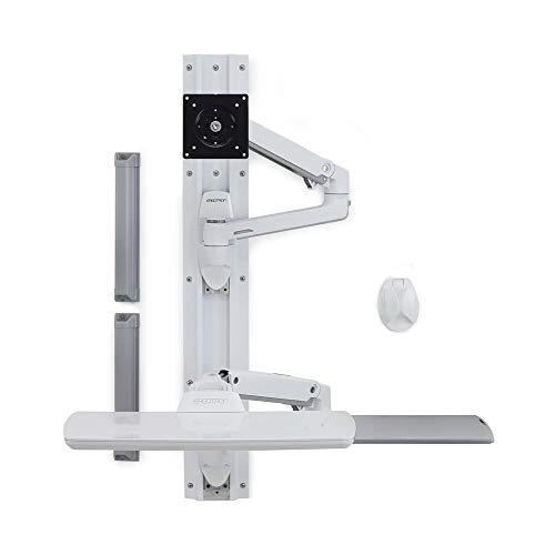 Ergotron LX Wall Mount System - Mounting kit (wall arm, mouse holder, keyboard arm, wrist rest) - for LCD display / PC equipment - polished aluminium - white - screen size: up to 32" - wall-mountable