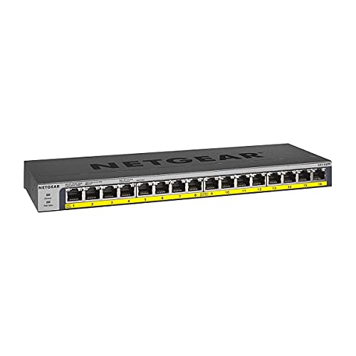 NETGEAR GS116PP - Switch - unmanaged - 16 x 10/100/1000 (PoE+) - desktop, rack-mountable, wall-mountable - PoE+ (183 W) - DC power