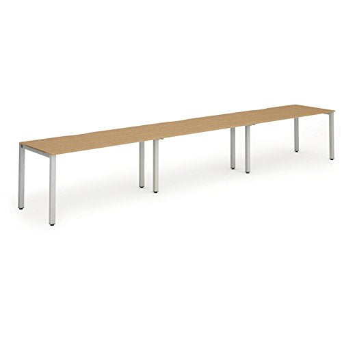 Dynamic Evolve Plus 1400mm Single Row 3 Person Desk Oak Top Silver Frame BE415