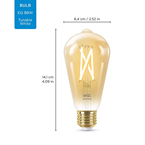 WiZ Whites - LED filament light bulb - shape: ST64 - E27 - 6.7 W (equivalent 50 W) - class A+ - warm white to daylight - 2000-5000 K - amber