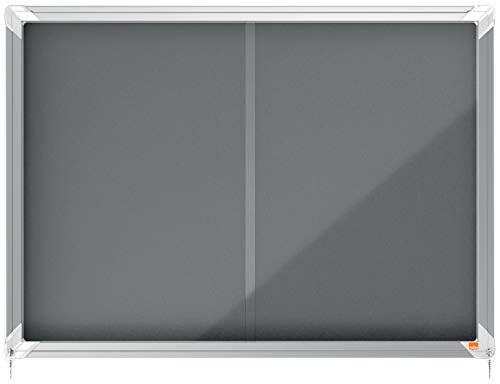 Nobo Premium Plus Grey Felt Lockable Notice Board 8Xa4 Dd