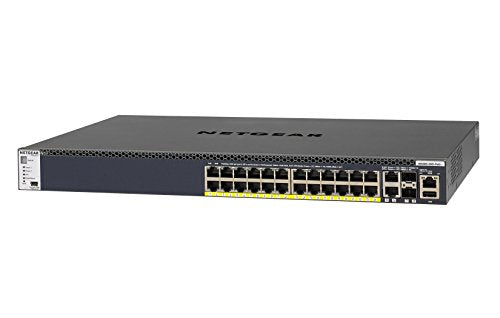 NETGEAR M4300-28G-PoE+ - Switch - L3 - Managed - 2 x 10/100/1000/10000 + 2 x 10 Gigabit SFP+ + 24 x 10/100/1000 (PoE+) - front to back airflow - rack-mountable - PoE+ (720 W)