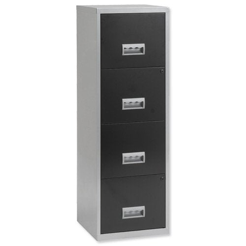 Best Value Pierre Henry 4 Drawers Maxi Filing Cabinet - Silver/Black