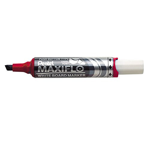 Best Value Pentel Maxiflo Dry Wipe Chisel Tip Marker - Red (Pack of 12)