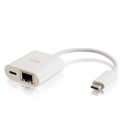 C2G USB C to Ethernet Adapter With Power Delivery - White - Network adapter - USB-C - Gigabit Ethernet x 1 - white