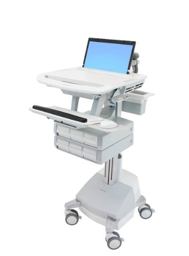 Ergotron StyleView - Cart for notebook / keyboard / mouse (open architecture) - medical - aluminium, zinc-plated steel, high-grade plastic - grey, white, polished aluminium - screen size: 17.3" wide - output: AC 230 V - 66 Ah - Lead Acid