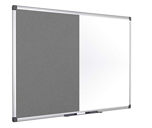 Best Value Bi-Office Combination Board Maya, Grey Felt/Magnetic, Aluminium Frame, 90 x 60 cm