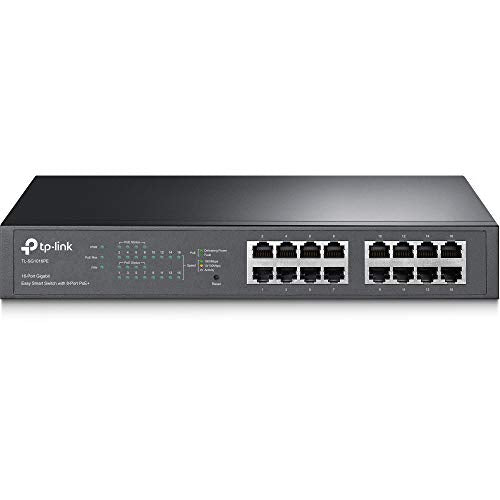 TP-Link Easy Smart TL-SG1016PE - Switch - smart - 8 x 10/100/1000 (PoE+) + 8 x 10/100/1000 - desktop, rack-mountable - PoE+ (110 W)