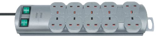 Best Value Brennenstuhl 1153393120 Primera-Line extension socket 10-way silver 2m 05VV-F 3G1,25 each 5 sockets switched