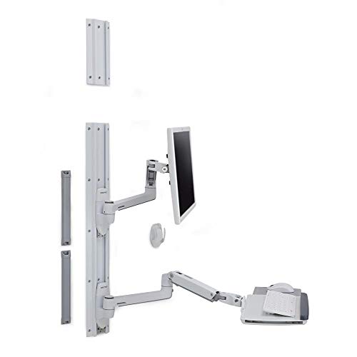 Ergotron LX Wall Mount System - Mounting kit (wall arm, mouse holder, keyboard arm, wrist rest) - for LCD display / PC equipment - polished aluminium - white - screen size: up to 32" - wall-mountable