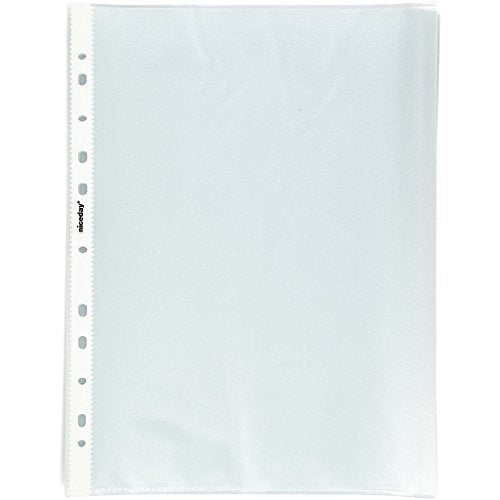 Best Value Niceday A4 plastic document wallets, pack of 100, polypropylene, 11 holes, 55 micron, transparent