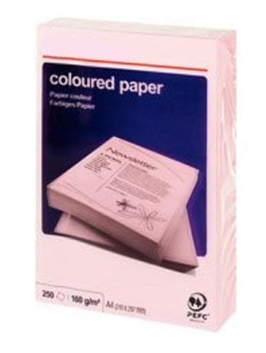 Best Value A4 250 Sheets Coloured Paper Card 160gsm - Pink - Ream-Wrapped