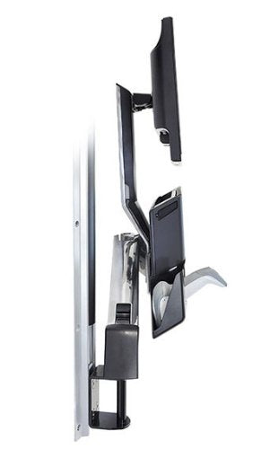 Ergotron 45-270-026 StyleView Sit-Stand Combo Arm with Worksurface & Medium Silver CPU Holder