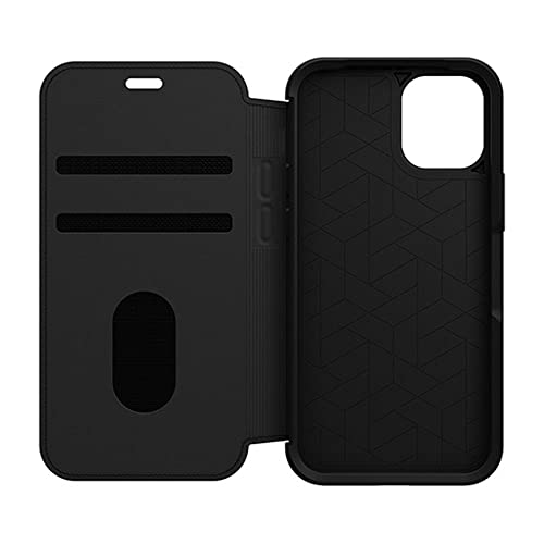 OtterBox Strada Series Folio - Flip cover for mobile phone - leather, polycarbonate, metal latch - shadow black - slim design - for Apple iPhone 12 mini