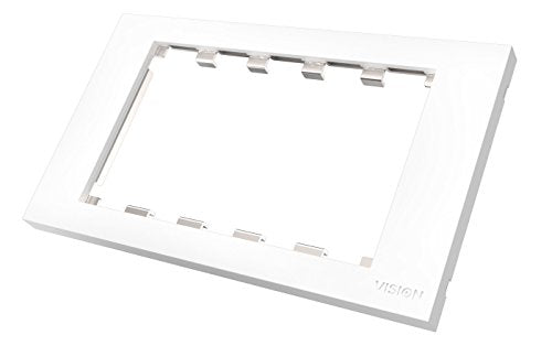 VISION Techconnect Modular AV Faceplate - LIFETIME WARRANTY - Double-Gang UK surround - frame which accommodates 5 modules - fits to TC3 BACKBOX2G, TC3 BACKBOX2GT, or TC2 MUDRING2G, or any standard double-gang UK backbox (pattress) 146 x 86mm / 5.8 x 3.4" - plastic - white