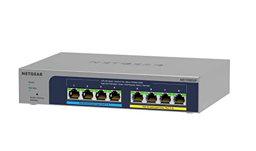 NETGEAR Plus MS108EUP - Switch - Managed - 4 x 100/1000/2.5G (PoE++) + 4 x 100/1000/2.5G (PoE+) - desktop, wall-mountable - PoE++ (230 W)