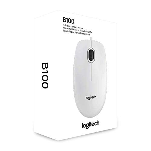 Logitech B100 White Optical Mouse for Business