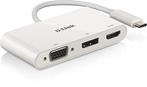 D-Link DUB-V310 - Video adapter - USB-C male to HD-15 (VGA), HDMI, DisplayPort female - 11 cm - 4K support