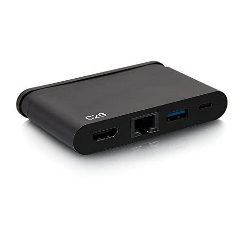 C2G USB C Dock with HDMI, USB, Ethernet, USB C & Power Delivery up to 100W - Docking station - USB-C / Thunderbolt 3 - HDMI - GigE