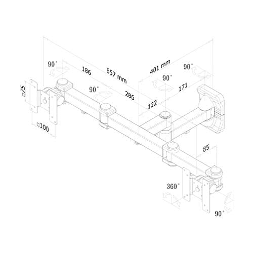 NewStar TV/Monitor Wall Mount (Full Motion) for TWO 10"-27" Screens - Black - Wall mount for 2 LCD displays - black - screen size: 10"-27"