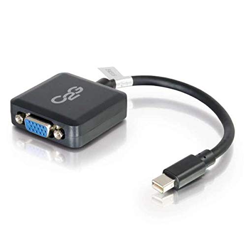 C2G 20cm Mini DisplayPort to VGA Adapter - Thunderbolt to VGA Converter M/F - Black - VGA adapter - Mini DisplayPort (M) to HD-15 (VGA) (F) - 20 cm - black