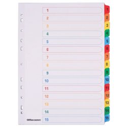 Best Value Mylar punched Dividers A4 15 Part Colour Tabs