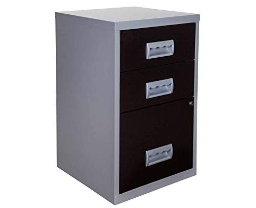 Best Value Pierre Henry 3 Drawer Combi Filing Cabinet A4 - Color: Black/Silver