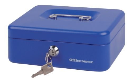 Best Value Robust steel-construction cash box Blue 8 Inch