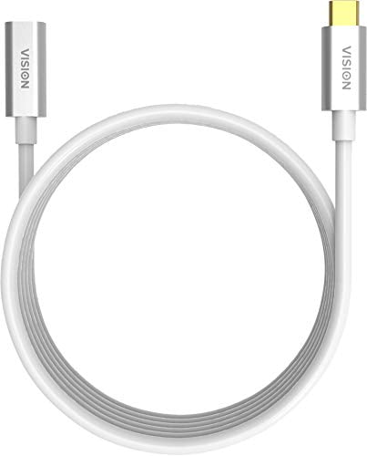 VISION Professional installation-grade USB-C extension cable - LIFETIME WARRANTY - bandwidth up to 10 gbit/s - supports 3A charging current - USB-C 3.1 (M) to USB-C 3.1 (F) - outer diameter 4.5 mm - 22+30 AWG - 2 m - white