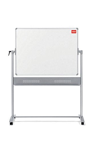 Best Value Nobo Mobile Magnetic Dry Wipe Whiteboard / Grey Felt Noticeboard, Horizontal Pivot (Flips Top to Bottom), 1200 x 900 mm, White, 1901043