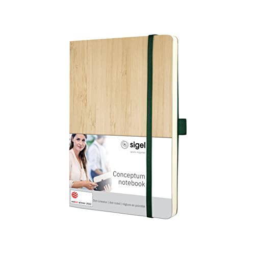 Sigel CONCEPTUM Nature 135x210x14mm Casebound Soft Cover Notebook Dot-Ruled 194 Pages Made From Bamboo CO671