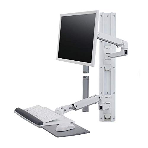 Ergotron LX Wall Mount System - Mounting kit (wall arm, mouse holder, keyboard arm, wrist rest) - for LCD display / PC equipment - polished aluminium - white - screen size: up to 32" - wall-mountable