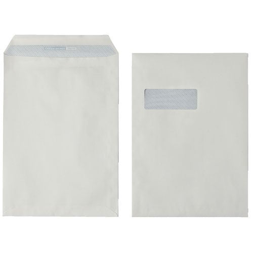 Best Value 100% Recycled Self Seal Envelopes 90gsm-Window C4 -324 x 229mm- Box of 250