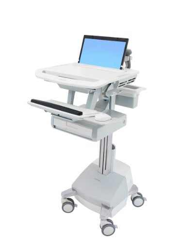 Ergotron StyleView - Cart for notebook / keyboard / mouse (open architecture) - medical - aluminium, zinc-plated steel, high-grade plastic - grey, white, polished aluminium - screen size: 17.3" wide - output: AC 230 V - 66 Ah - Lead Acid